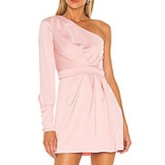 NBD Dresses & Skirts - NBD x Revolve size M Ballet Pink Elijah One Shoulder Coquette Mini Dress